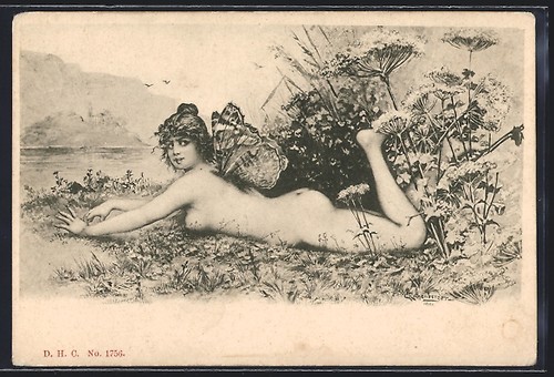 Donna nuda con ali - , di